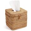 YANGQIHOME Copertura per Scatola di Fazzoletti Quadrati in Rattan, porta Fazzoletti Decorativi Intrecciati per Cucina/Bagno/Ufficio, 14,5 x 14,5 x 12,7 cm