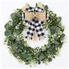 Dremisland Ghirlanda di Eucalipto Artificiale Ghirlanda Primavera Verdi Foglie Ghirlanda di Bufalo con Fiocco Decorazione Ghirlanda per Porta d'ingresso Parete Giardino,41cm