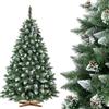 FairyTrees Pino Naturale con Punte innevate, Albero di Natale Artificiale, PVC, pigne Naturali, Supporto in Legno, 180cm