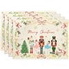 Arquiel Set di 4 Tovagliette Americana Natale, Tovaglietta Inverno Beige Schiaccianoci Doppio Lavabili Strato Resistenti Calore, Facile Pulizia, Antiscivolo Per Feste Tavolo Cucina, 33x48CM