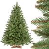 FairyTrees Abete Rosso/Peccio Naturale, Tronco Verde, Albero di Natale Artificiale, PVC, Supporto in Legno, 150cm
