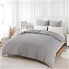REDKEY Copripiumino Singolo in Microfibra,Set Completo Copripiumino Singolo con 1 Federa Cuscini Letto 135x200 cm + 1 Federa 80x80 cm Grigio chiaro
