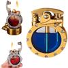 LQJYO Confezione da 2 accendini da trincea vintage, accendini a cherosene antichi in stile steampunk, accensione a bilanciere, serbatoio 'olio trasparente, adatti for decorazioni da collezione(Gold)