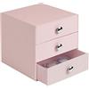 InterDesign iDesign Porta trucchi con 3 cassetti, Mini cassettiera per trucco, gioielli e cosmetici, Organizzatore trucchi in plastica a forma di cubo, rosa
