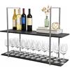 YELLOO - Mensola Sospesa Cucina a Soffitto, Ideale come Porta Bottiglie, Porta Spezie, Vino, Mensole Cucina Salvaspazio Design Moderno, Arredo Originale per la tua Casa (BAR SHELF 115 cm, Grigio/Nero)