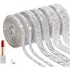 Hauojaus 6 rotoli di nastro di strass autoadesivo, con strass e brillantini, per decorazioni fai da te, accessori da sposa, artigianato e decorazioni (argento, 3 tipi)