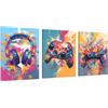 Kepuarm Set di 3 poster da gioco, decorative per camera da gioco, immagini per videogiochi, parete, ragazzi, camera letto, cameretta dei giochi, decorazione la bambini, cornice (Rosa+Colorato)