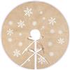 Tatuo Gonna Albero di Natale Fiocco di Neve Bianco Stampato Tela - Copertura di Base per Natale Natalizie Vacanza Decorazioni (80 cm)