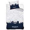 MTOnlinehandel Berlino, copripiumino 135 x 200 cm, 80 x 80 cm, in cotone, per adolescenti, adulti, 2 pezzi, Londra New York Parigi