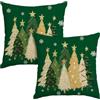 Artoid Mode Federe per cuscini verdi con stelle e alberi di Natale, set da 2, 50x50 cm, Merry Christmas, federa decorativa per divano, copripiumino per divano