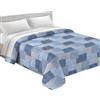 Tata Home Trapunta Invernale Singola Imbottita 300 gr/mq Caldo Piumone Misura 160x260 cm Fantasia Mosaico Moderno in Italy Colore Blu Azzurro