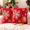 Miuyunya 2 Pezzi Fodere Cuscini Natalizi 45 x 45 Velluto Federe Cuscini Natalizi per Divano Oro Fiocchi di Neve Copricuscini Decorazione con Cerniera Nascosta per Soggiorno Extra Morbidi Lavabili