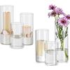 JMIATRY 6 Pezzi Porta Candele Vetro 10/15/20 cm, Vasi In Vetro Per Soggiorno Ornamenti