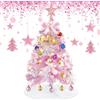 zelaby Albero Di Natale Piccolo Rosa, Mini Albero di Natale 60 cm Albero di Natale da Tavolo Artificiale con luci e Ornamenti a LED Natale Decorazioni Casa Festa Ufficio