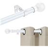 JONA SADO Bastoni resistenti per tende da finestra, set di aste per tende regolabili da 2,5 cm con staffe, asta per tende in metallo per camera da letto, cucina, soggiorno 25LMG5WH