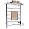 QL Scaldasalviette Elettrico con Timer,Portasciugamani Elettrico Intelligente a Temperatura Regolabile,145W,Acciaio Inox con Ripiano 680x500mm,Argento