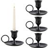 FYting 4 Pezzi Portacandele,Porta Candele,Candelabro Natalizio,Skirt Wine Glass Cancle Porta, per Candele a Bastone 1-2 cm Bastoncino Dorato, Natale, Festa, Tavolo da Pranzo (Nero opaco) (Nero opaco)