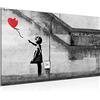 Runa Art Quadro Banksy Palloncino Ragazza Moderni Murale - Made in Germany - Arte Di Strada Rosso Soggiorno 301614a