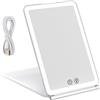 Colexy Specchio da Trucco con 72 Luci LED Specchi Cosmetico Illuminato Portatile Specchio Makeup Touch 3 Colori Regolabile USB Ricaricabile per Trucco Camera da Letto Rasatura Viaggio (Bianco)