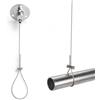 TLDBATICE 2 Pezzi Supporti per Bastoni Tende Regolabili Set, Bastoni Tende a Soffittoin Acciaio Inox Antiaffossamento, Supporto da Soffitto per Asta Doccia per Armadi Bagno e Soffitti Inclinati
