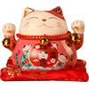 Jenngaoo Statua a forma di gatto in ceramica, 11,4 cm, rosa, ornata per apertura aziendale