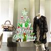 kina - CRNT0129 Vetrofanie Natalizie Adesivi Cristallo a Ventosa Decorazione Vetrine Negozi Trasparente Removibile Riposizionabile - Albero Natale Ing Merry Christmas Happy New Year 60x40 cm