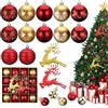 Fentar 46 Pezzi Palline di Natale, Set di Palline Natale Rosse e Oro, 3 & 6 CM Addobbi Albero Natale con Due Diversi Ciondoli a Forma di Alce, Fornire Atmosfera Festosa (13 Tipi Modelli)