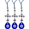TAIZER Blue Eyes Appeso Parete 3 pezzi Evil Eye Wall Hanging Amuleto Dell'occhio Diabolico per Camera Letto Ornamento Amuleto Regalo Compleanno Decorazione Della (blu profondo)