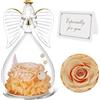 Qinqinxin Festa della Mamma Idee Regalo, Eterna Rosa con Angelo di Vetro Regalo Mamma Nonna, Rosa Stabilizzata Vera, Angelo Custode del Fiore Eterno Regali Festa della Mamma, Originali Regalo Donna