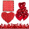 Cerioll Set di Decorazioni per San Valentino,Kit Romantico di 50 Candeline a Forma di Cuore + 1000 Petali di Rosa di Seta + 6 Palloncini Rossi - Decorazioni per Matrimonio, San Valentino e Fidanzamento