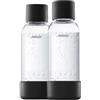 Mysoda - Bottiglia per Gasatore d'Acqua Senza BPA con Chiusura Rapida e Dettagli in Legno Composito 2x0,5L - Nero