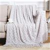 LumiSyne Coperta a Maglia Sfrangiata Tinta Unita Jacquard Motivo a Rombi Calda Coperte In Maglia Copriletto a Maglia Coperta Da Tiro Adatto Per Letto o Divano 130×170cm