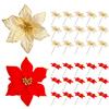 Kiiwah 30pcs Decorazioni Fiori Artificiali Natale Glitter Poinsettia Fiori Finti Ornamenti Alberi Natale per Addobbi Albero di Natale