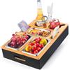 CENOVE Vassoio da Divano in Legno, Contenitore per snack da divano, regalo di compleanno per uomini, con ciotola per snack, porta bevande, porta bottiglie, organizer per snack bar, coperchio rimovibile