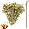 Vmoomax Spiedini in legno di bambù, 100 spiedini in legno da 18 cm, con nodo originale, stuzzicadenti, in legno, per cocktail, piccoli snack, antipasti