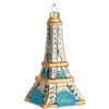 BRUBAKER Torre Eiffel - Pallina di Natale in Vetro Dipinto a Mano - Decorazione Parigi da 14 cm - Bianco, Oro e Blu - Decorazione di Natale Soffiata a Bocca - Figurina Ciondolante Divertente