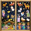 HOWAF Adesivi Natalizi per Finestre di Presepe Natalizio, Adesivi Finestre Natale Presepe Completo per Porte, Vetrine, Finestre Stickers per Natale Decorazioni, C