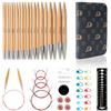 RUIDI Set di Ferri da Maglia Circolari, Set di Ferri Circolari Intercambiabili in Legno Liscio con Custodia e Accessori, 10 Paia di Ferri Circolari (12cm), misure 3,5mm a 10mm (Faggio)