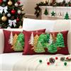 JOTOM - Set di 2 federe natalizie per cuscino, 30x50 cm, con stampa su entrambi i lati, albero di Natale rosso, copricuscini decorativi per le festività invernali, decorazioni natalizie per casa