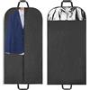 Hejo 2 Pezzi 60x120cm Porta Abiti da Viaggio,Custodie per Abiti con Maniglia,Copriabiti Antipolvere Pieghevoli,Copriabiti da Armadio,Borsa Porta Abiti da Viaggio per Abiti, Giacche, Cappotti (Nero)