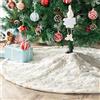 Deggodech 90cm Bianco Gonna Albero di Natale con Oro Paillettes Fiocchi di Neve Finta Pelliccia Gonne per Alberi di Natale Copertura della Base Albero Natale Festa Decorazioni (Oro, 35pollici)