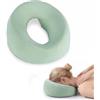 Dexpally Cuscino per Massaggio Viso a Faccia in Giù in Memory Foam, Poggiatesta Ergonomico a Forma di U con Foro per Respirazione, Ideale per Lettini da Massaggio,Saloni Spa e Uso Domestico. (Verde)