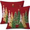 JOTOM Federe Natalizie per Cuscini 50x50 cm Set di 2 Federe Decorative per Cuscini a Tema Albero di Natale Federe per Cuscini per le Festività Invernali Decorazione per Divano e Divanetto di Casa