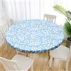 Sutowe Tovaglia rotonda con bordo elastico, 102-112 cm, impermeabile in poliestere, tovaglia da tavolo, stampa tovaglia rotonda antimacchia lavabile, per cucina, sala da pranzo, ristorante (foglie blu