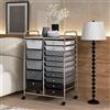 RELAX4LIFE Carrello Portaoggetti con 15 Cassetti, Cassettiera Alta con 4 Ruote Universali, Armadietto Mobile e Salvaspazio di Grande Capacità, Multiuso per Cucina, Bagno e Ufficio (Nero e Grigio 2)