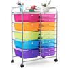 RELAX4LIFE Carrello Portaoggetti con 15 Cassetti Staccabile，Impilabili e Impermeabile, con 4 Ruote Universali, Salvaspazio di Grande Capacità, Multiuso per Cucina, Bagno e Ufficio (COLORATO 3)