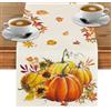 GreenYeah Runner da Tavolo Autunno, Zucche Foglie d'Acero Autunno Runner da Tavolo, Zucca Autunnale, Foglia D'acero Runner Tavola 40 x 180CM (B)