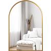 Dripex Specchio da parete Arco 60x90 cm con Metallo in alluminio, HD Bagno Specchi con Immagine Nitida per Trucco Decorativo Soggiorno - infrangibile (Oro)