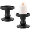 FYting 2 Pezzi Portacandele,Porta Candele,Portacandele Vetro,Candelabro Natalizio,Centrotavola, Decora Il Soggiorno per Candele Profumate, Matrimoni, Natale, Festa, Tavolo da Pranzo (Nero)