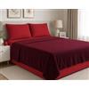 Corredocasa Completo Lenzuola in Morbido Pile Tinta Unita Alta qualità Disponibile in Diverse Colorazioni (Bordeaux/Rosso, Matrimoniale)